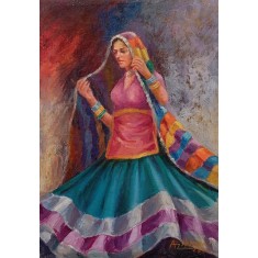 Aurangzib Hanjra, 13 x 19 Inch, Oil on Canvas, Figurative Painting, AC-AZH-029
